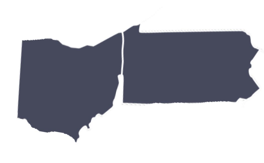 Ohio and Pennsylvania state outlines